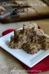 Oatmeal Chocolate Chip Cookie Bars-www.nourishingsimplicity.org