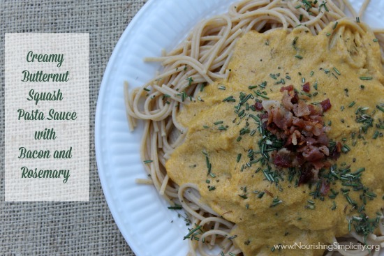 Creamy Butternut Squash Pasta Sauce with Bacon and Rosemary
