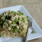 Breaded Italian Chicken with Peas in a White Wine Reduction